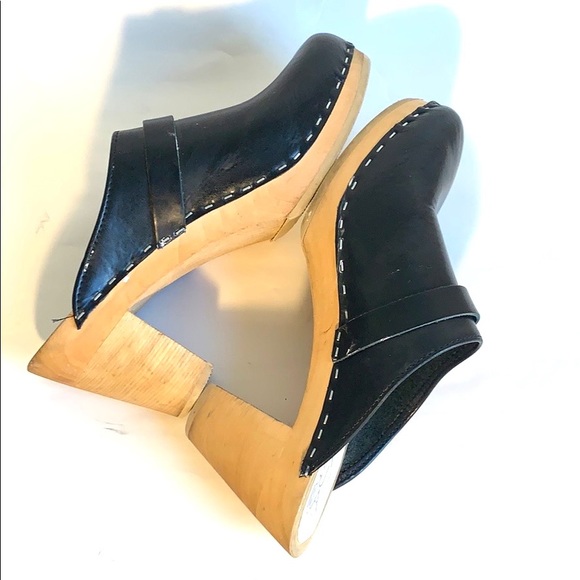 Maguba Stockholm Black Size 40 Clogs EUC W Light Unvarnished Alder Wood … - Picture 6 of 13